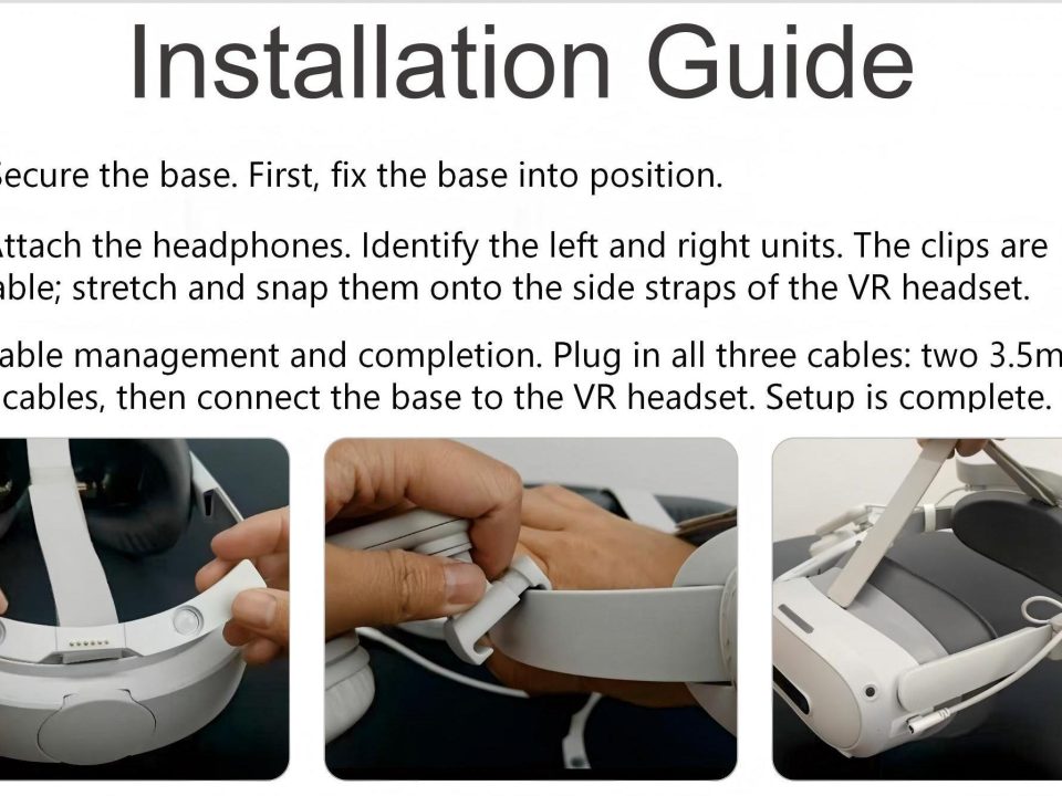 Three-step installation sequence for the MAXXVR VR audio kit